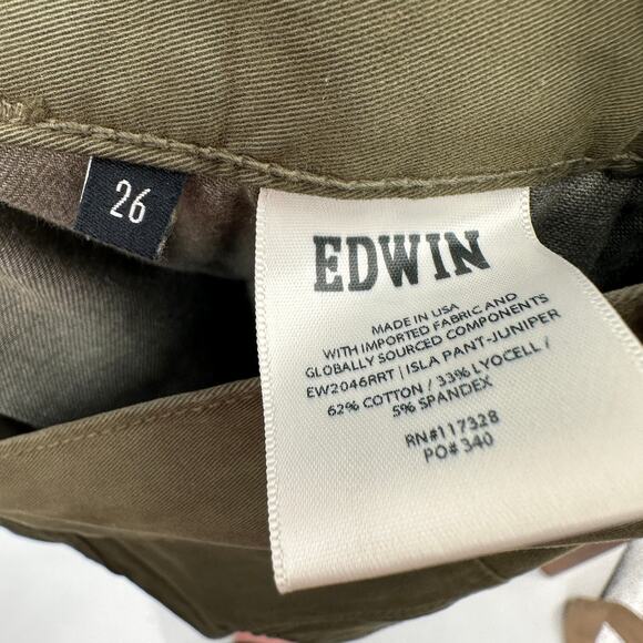 EDWIN NWT Evereve Olive Green Isla Pleated Barrel Leg Trouser Pant // 26 - Picture 15 of 15
